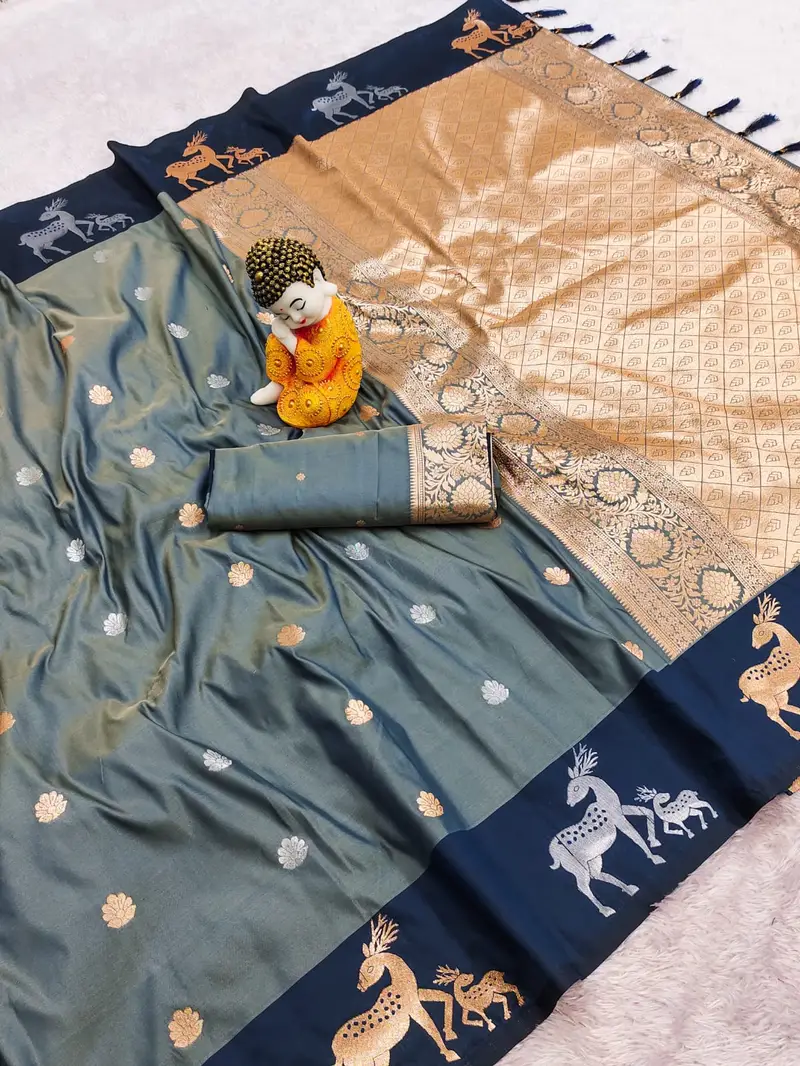 Premium Banarasi Zari Work Soft Silk Saree - Image 6 in Hyderabad